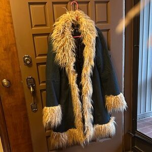 Faux Fur Trimmed Denim Coat